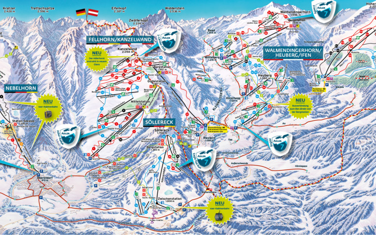 Pistenplan des Skigebiets Oberstdorf