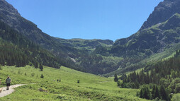 Wanderweg mit Blick auf den Elfer und kleinen Widderstein | © Kleinwalsertal