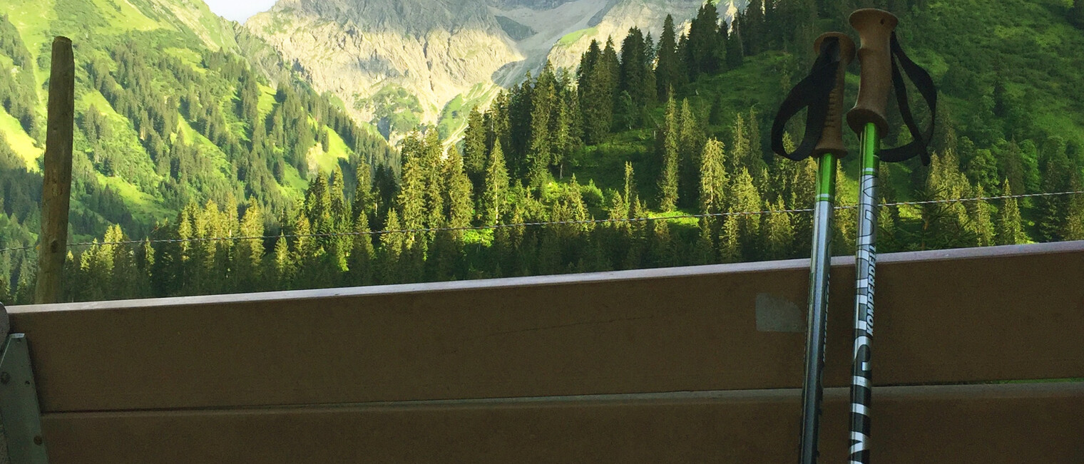 Letzte Ausruhmöglichkeit mit Widderstein-Panorama | © Kleinwalsertal Tourismus eGen