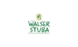 Ein Logo des Hotels Walser Stuba. Es vermittelt eine alpine Atmosphäre und betont die Schönheit der Alpen.
