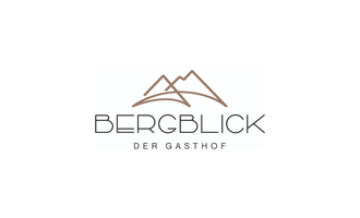 A stylish logo featuring the inscription "Bergblick" and a mountain silhouette. It conveys an inviting atmosphere for a guesthouse in the mountains. | © logo_bergblick