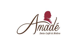 Ein elegantes Logo mit dem Namen "Amadé". Es zeigt die Worte "Dein Café & Bistro" in einer stilvollen Schrift. | © Amadé Riezlern Logo