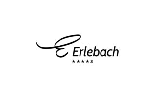 An elegant logo with the inscription "Erlebach" and five stars. The design conveys a high-quality impression. | © Erlebach-wortbildmarke-linksb-digital-schwarz