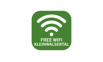 Ein grünes Symbol für kostenloses WLAN. Der Text besagt "FREE WIFI KLEINWALDERTAL". | © Kleinwalsertal Tourismus
