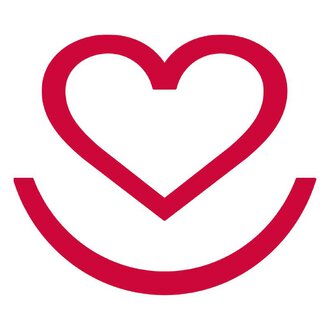 Ein einfaches, rotes Symbol mit einem Herz und einem lachenden Gesicht. Es strahlt Freude und Liebe aus. | © Krankenpflegeverein Kleinwalsertal Logo Gemeinde