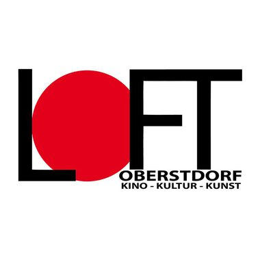 A modern logo for LOFT in Oberstdorf. It represents cinema, culture, and art with a striking red circle and clear lettering. | © Loft Kino Oberstdorf Logo