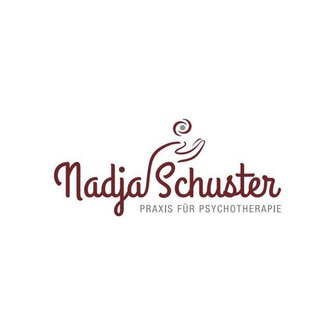A simple logo with the name "Nadja Schuster" and the additional text "Practice for Psychotherapy". The font is elegant and in a red color on a light background. | © Praxis für therapeutische Unterstützung Logo
