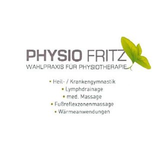 Eine Visitenkarte für die Praxis "Physio Fritz". Sie bietet verschiedene physiotherapeutische Dienstleistungen wie Heilgymnastik, Lymphdrainage und medizinische Massagen an. | © Praxis Physiotherapie Fritz Visitenkarte Logo