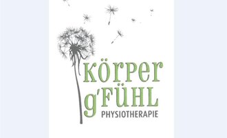 Ein kreatives Logo für eine Physiotherapiepraxis. Es zeigt eine Pusteblume mit dem Schriftzug "Körper g'Fühl". | © Logo Physiotherapie "körperg´fühl“ - Eva Rüf-Aberer