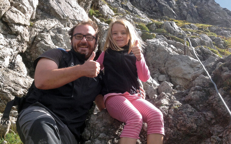 Vater & Tochter am Einstieg | © Kleinwalsertal Tourismus eGen