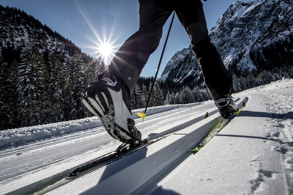 Classic cross-country skiing on the Steinbock trail | © Kleinwalsertal Tourismus eGen | Photographer: Dominik Berchtold