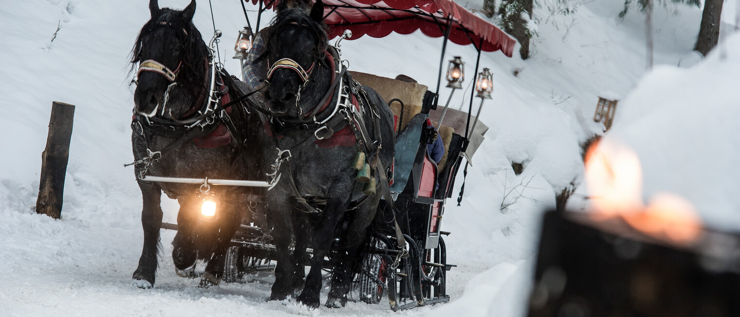 Pferdeschlittenfahrt im Advent | © Kleinwalsertal Tourismus eGen | Fotograf: Dominik Berchtold